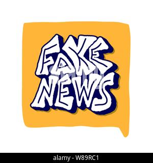 Fake news message avec bulle. Modèle de conception de bannière avec expression stylisée. Vector illustration couleur. Illustration de Vecteur