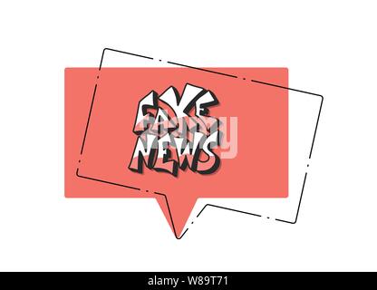 Fake news message avec bulle. Modèle de conception de bannière avec expression stylisée. Vector illustration couleur. Illustration de Vecteur