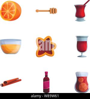 Maison de vacances vin chaud icon set. Cartoon Ensemble de 9 maison de vin chaud icônes vectorielles pour le web design isolé sur fond blanc Illustration de Vecteur