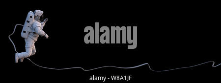 Avec la sécurité des astronautes, d'isolé sur fond noir Banque D'Images