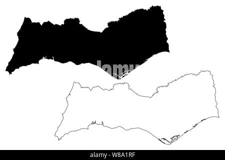 Le District de Faro (Portugal, Portugal) map vector illustration, scribble sketch carte Faro Illustration de Vecteur