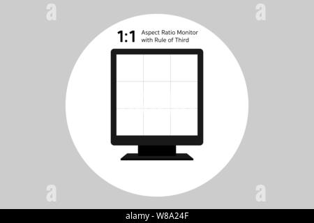 Règle des tiers avec 1 par 1 le rapport de l'ancienne technologie de verre avec moniteur, mais encore important avec la composition en arts. Illustration de Vecteur