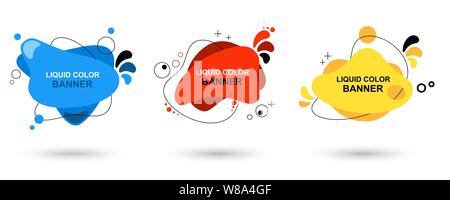 Ensemble de bannières vecteur abstrait moderne. Liquide couleur des bannières. Télévision Les formes géométriques de différentes couleurs avec contour noir. Modèle pour la conception de Illustration de Vecteur