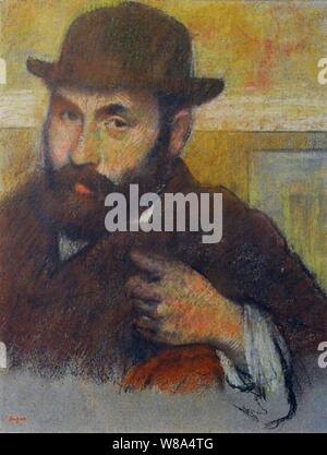 Degas - Portrait d'un homme avec un chapeau mou, vers 1875. Banque D'Images