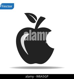 Mordu d'Apple. Icône vecteur d'Apple. Pomme fruit illustration icon.Web design logo Vector. Fond isolé sur Apple Illustration de Vecteur