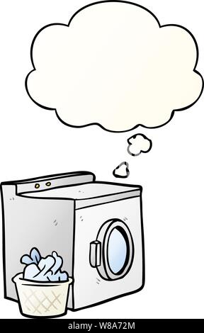 Cartoon lave-linge avec bulle pensée en bon style de dégradé Illustration de Vecteur