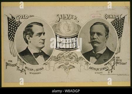 Les candidats démocratiques pour le président William J. Bryan du Nebraska (et) Arthur Sewall du Maine pour vice-président désigné à Chicago, Illinois, le vendredi, 10 juillet 1896. Banque D'Images