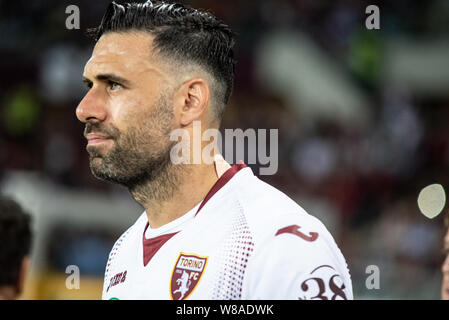 Turin, Italie. Le 08 août, 2019. Salvatore Sirigu en action au cours de l'UEFA Europa League troisième tour de qualification match de foot entre Torino et FC Shakhtyor Soligorsk. Torino FC a gagné 5-0 contre Shakhtyor Soligorsk au Stadio Olimpico Grande Torino en Italie (photo de Alberto Gandolfo/Pacific Press) Credit : Pacific Press Agency/Alamy Live News Banque D'Images