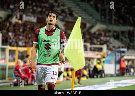 Turin, Italie. Le 08 août, 2019. Kevin Bonifazi de Torino FC en action au cours de l'UEFA Europa League troisième tour de qualification match de foot entre Torino et FC Shakhtyor Soligorsk. Torino FC a gagné 5-0 contre Shakhtyor Soligorsk au Stadio Olimpico Grande Torino en Italie (photo de Alberto Gandolfo/Pacific Press) Credit : Pacific Press Agency/Alamy Live News Banque D'Images