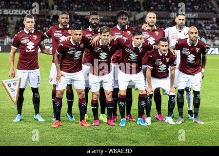 Turin, Italie. Le 08 août, 2019. Le Torino FC pose avant l'UEFA Europa League en troisième tour de qualification match de foot entre Torino et FC Shakhtyor Soligorsk. Torino FC a gagné 5-0 contre Shakhtyor Soligorsk au Stadio Olimpico Grande Torino en Italie (photo de Alberto Gandolfo/Pacific Press) Credit : Pacific Press Agency/Alamy Live News Banque D'Images