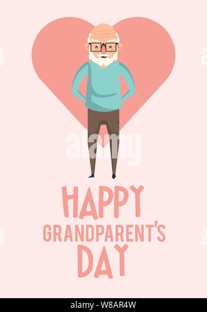 Journée des grands-parents heureux avec carte TV shows Illustration de Vecteur