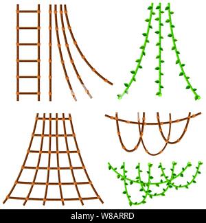 Assortiment de cordes et vignes sur blanc illustration Illustration de Vecteur