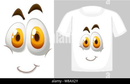 T-shirt avec design graphique de l'illustration du visage heureux Illustration de Vecteur