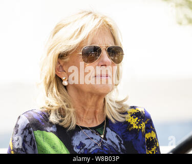 Des Moines, IA, USA. 8e août 2019. JILL BIDEN à la tribune à l'Iowa State Fair, à Des Moines, Iowa le 8 août 2019. Crédit : Michael Brochstein/ZUMA/Alamy Fil Live News Banque D'Images