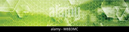 La technologie web industriel moderne abstrait bannière d'en-tête. Vector modèle d'en-tête avec pont paysage, carte de circuits imprimés et d'hexagones. L'illustration de la bannière Illustration de Vecteur
