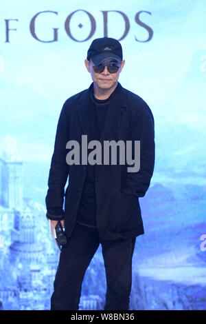 Kungfu chinois Star Jet Li assiste à une conférence de presse pour promouvoir son nouveau film 'Ligue des dieux" à Beijing, Chine, 21 avril 2016. Banque D'Images