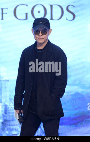 Kungfu chinois Star Jet Li assiste à une conférence de presse pour promouvoir son nouveau film 'Ligue des dieux" à Beijing, Chine, 21 avril 2016. Banque D'Images