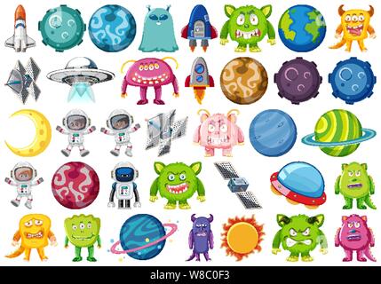 Ensemble d'objets isolés thème - illustration de l'espace Illustration de Vecteur