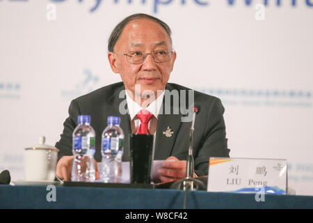 Le Président du Comité Olympique Chinois Liu Peng assiste à une cérémonie de clôture à la fin de la visite du CIO à inspecter l'Jeux olympiques d'hiver de 2022 de Beijing dans l'offre Banque D'Images