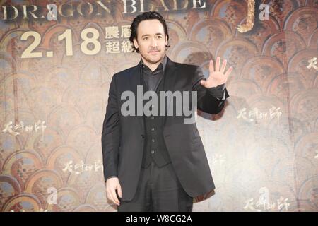 L'acteur américain John Cusack assiste à une conférence de presse pour son nouveau film 'dragon' dans Taipei, Taiwan, 12 février 2015. Banque D'Images