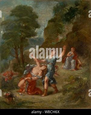 Eugène Delacroix - quatre saisons, printemps - Eurydice piquée par un serpent tout en ramassant des fleurs (MASP). Banque D'Images