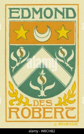 Ex Libris Edmond Des Robert von Rheude. Banque D'Images