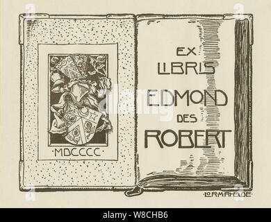 Ex Libris Edmond Des Robert von Rheude 1900. Banque D'Images