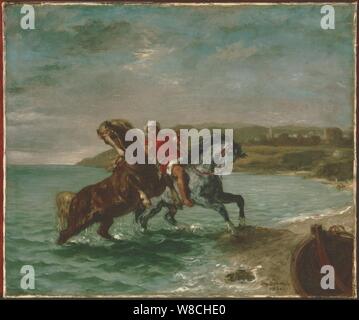 Ferdinand-Victor-Eugène Delacroix - chevaux en provenance de la mer - Banque D'Images