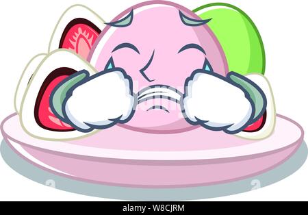 Pleurer ichigo daifuku isolés dans le dessin animé Illustration de Vecteur
