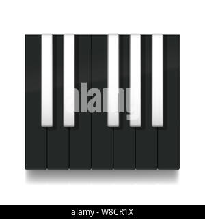 Touches de piano marche arrière. Une octave sur un clavier avec inverse touches blanches et noires. Illustration sur fond blanc. Banque D'Images