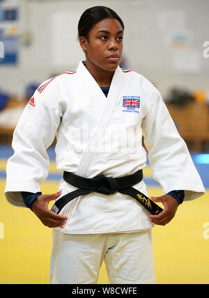 L'équipe Go Nekoda Smythe-Davis au cours de l'annonce de l'équipe des Championnats du monde de judo et médias journée au BJA Centre d'excellence, Walsall. Banque D'Images