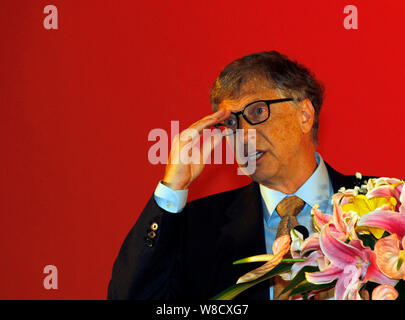 Bill Gates, co-fondateur de Microsoft et co-présidente de la Fondation Bill & Melinda Gates, prend la parole à la cérémonie d'inauguration du Mondial Chine Phila Banque D'Images