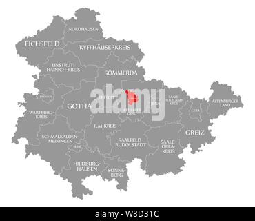 Mis en évidence dans la carte rouge de Weimar de Thuringe, Allemagne Banque D'Images