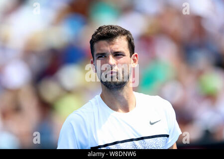 Grigor Dimitrov de la Bulgarie est représentée dans le simple masculin troisième tour de l'Australian Open 2015 Tournoi de tennis contre Marcos Baghdatis Banque D'Images