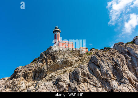 L'Italie, Capri, panorama du phare sur les rochers Banque D'Images