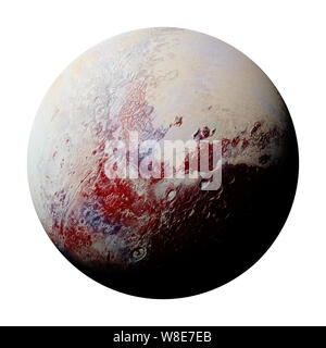 Planète naine Pluton isolé sur fond blanc, une partie du système solaire Banque D'Images