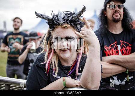 Catton Park, Royaume-Uni. 9 Août, 2019. La foule appréciant Bloodstock Open Air Festival, Royaume-Uni. Credit : Andy Gallagher/Alamy Live News Banque D'Images