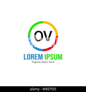 Modèle avec logo OV initiale du bâti moderne. Lettre OV minimaliste design logo vector illustration Illustration de Vecteur