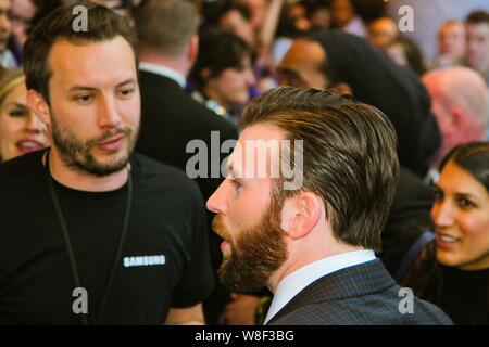 L'acteur américain Chris Evans arrive pour la première du film 'Avengers : Uncanny X-Men' à Londres, Royaume-Uni, 21 avril 2015. Banque D'Images