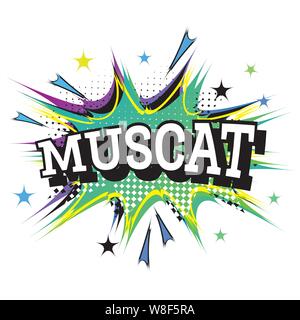 Muscat Oman texte comique dans Pop Art Style. Vector Illustration. Illustration de Vecteur