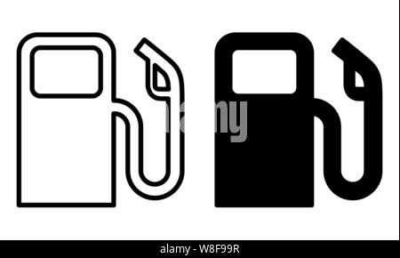 Un ensemble d'icônes de carburant en noir et blanc Illustration de Vecteur