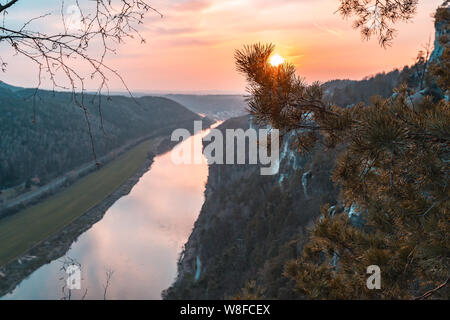 Très belle vue bastei en Saxe Allemagne voyage. Banque D'Images