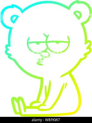 Ligne de gradient froid dessin d'un ours polaire assis ennuie cartoon Illustration de Vecteur