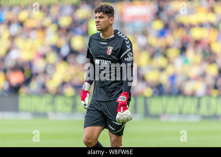 Brondby, au Danemark. Le 08 août, 2019. Gardien de Matheus de Braga vu au cours de l'UEFA Europa League match de qualification entre Brondby SI et Braga à Brondby Stadion, (Photo crédit : crediti Gonzales Photo/Alamy Live News Banque D'Images