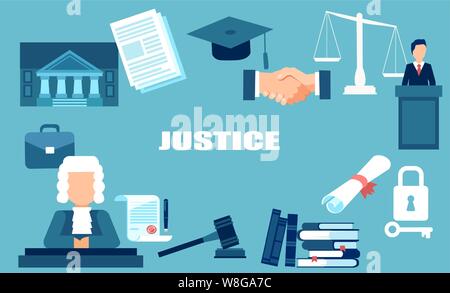 Le concept de système de justice et de droit des éléments de vecteur Illustration de Vecteur