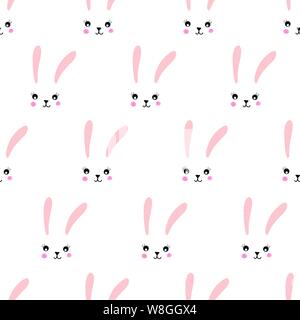 Modèle sans couture bunny visages. Illustration vecteur mignon décoration pour les enfants, carte d'anniversaire, carte d'invitation, papier peint, papier d'emballage , pépinière Illustration de Vecteur