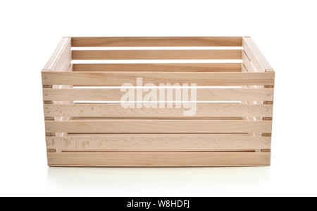 Boîte en bois isolé sur fond blanc Banque D'Images