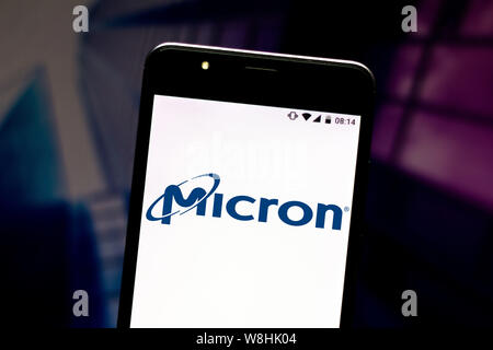 Le Brésil. 8 juillet, 2019. Sur cette photo, l'illustration logo Micron Technology est vu affichée sur un smartphone. Credit : Rafael Henrique/SOPA Images/ZUMA/Alamy Fil Live News Banque D'Images