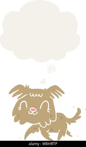 Cartoon dog avec bulle de pensée dans un style rétro Illustration de Vecteur