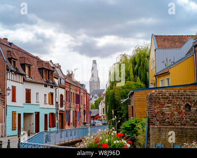 Amiens, France : Saint-Leu trimestre et Tour Perret Banque D'Images